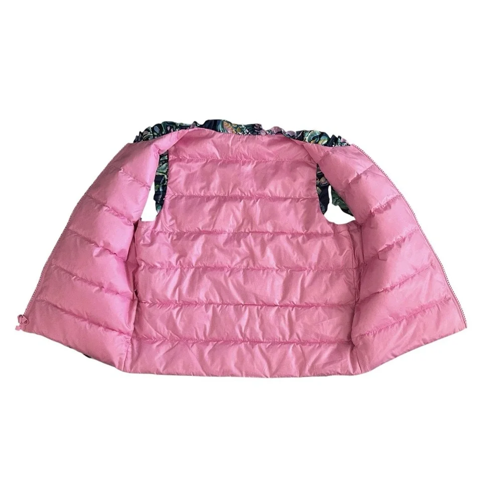 Lilly Pulitzer Girls Down Puffer‎ Vest Medium 6-7 Multicolor Floral Reversible